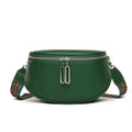 Women's soft PU leather messenger bag in saddle shape with cross-body strap and internal organisation