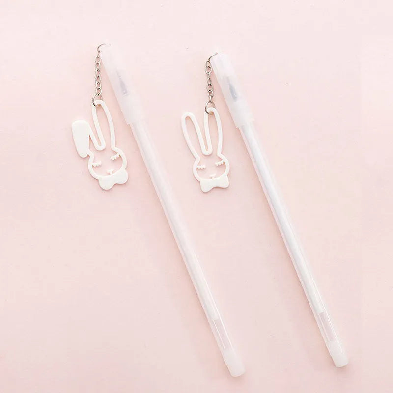 Gel pen with paper crane or rabbit pendant, 0.38mm tip, 17cm plastic construction