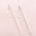 Gel pen with paper crane or rabbit pendant, 0.38mm tip, 17cm plastic construction