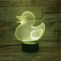 Little yellow duck 3D night light with remote control showing seven colour options
