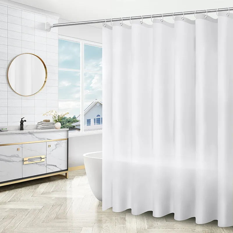 PEVA shower curtain in geometric pattern with stainless steel buttonholes, 80x180cm size for bathroom use