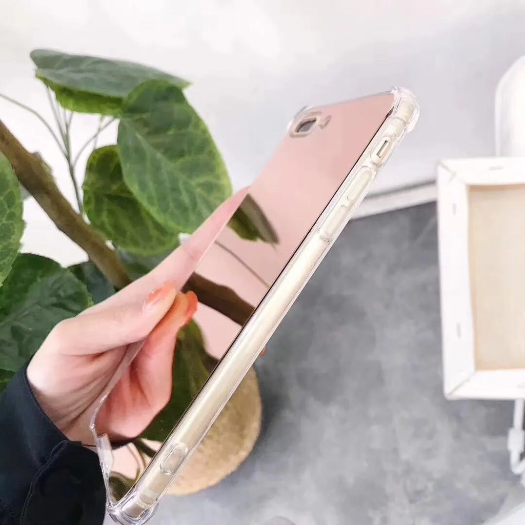 Clear mirror finish TPU protective case for iPhone on a table