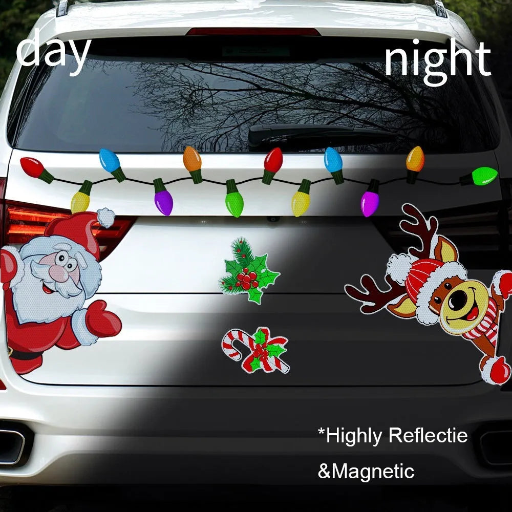 Cartoon Christmas elk reflective magnetic sticker in RFM026 colour with six-thread pattern