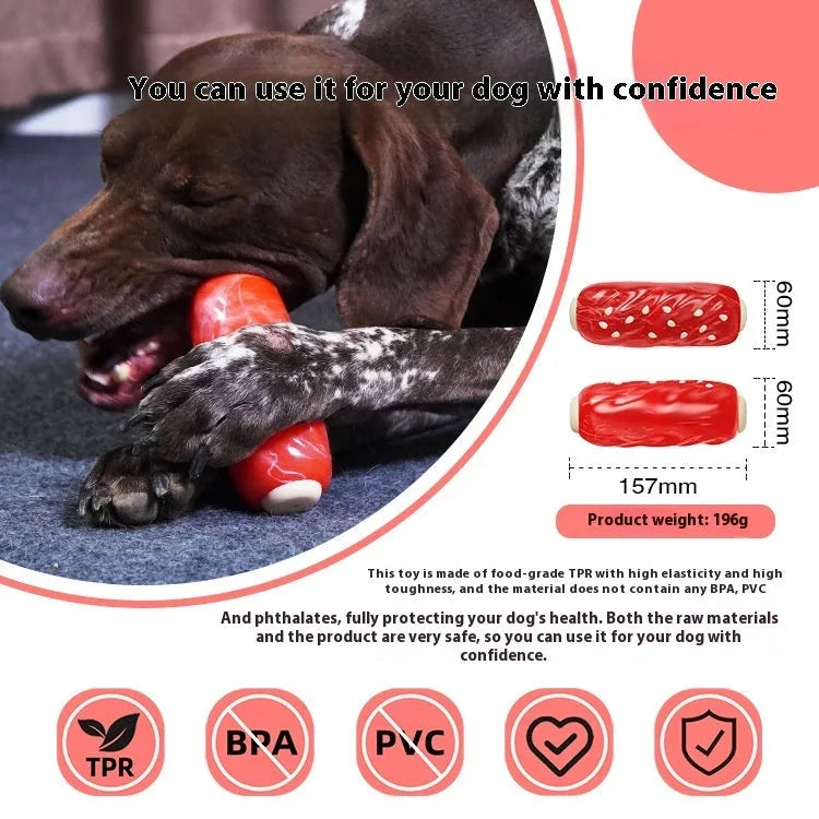 Primary colour plastic dog chew toy with glue toothbrush design measuring 20-24 cm for medium-sized dogs
