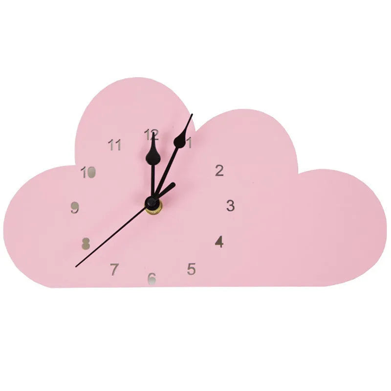 Wooden cartoon wall clock with battery-powered quartz movement in playful animal and shape designs