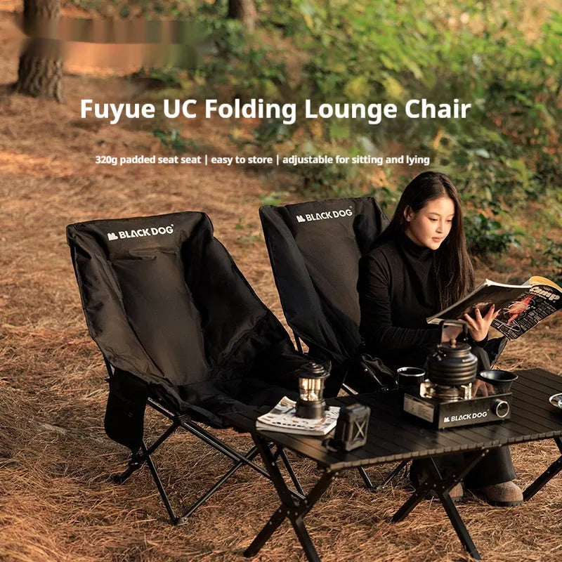 Night black Oxford cloth portable folding chair in moon style for outdoor seating