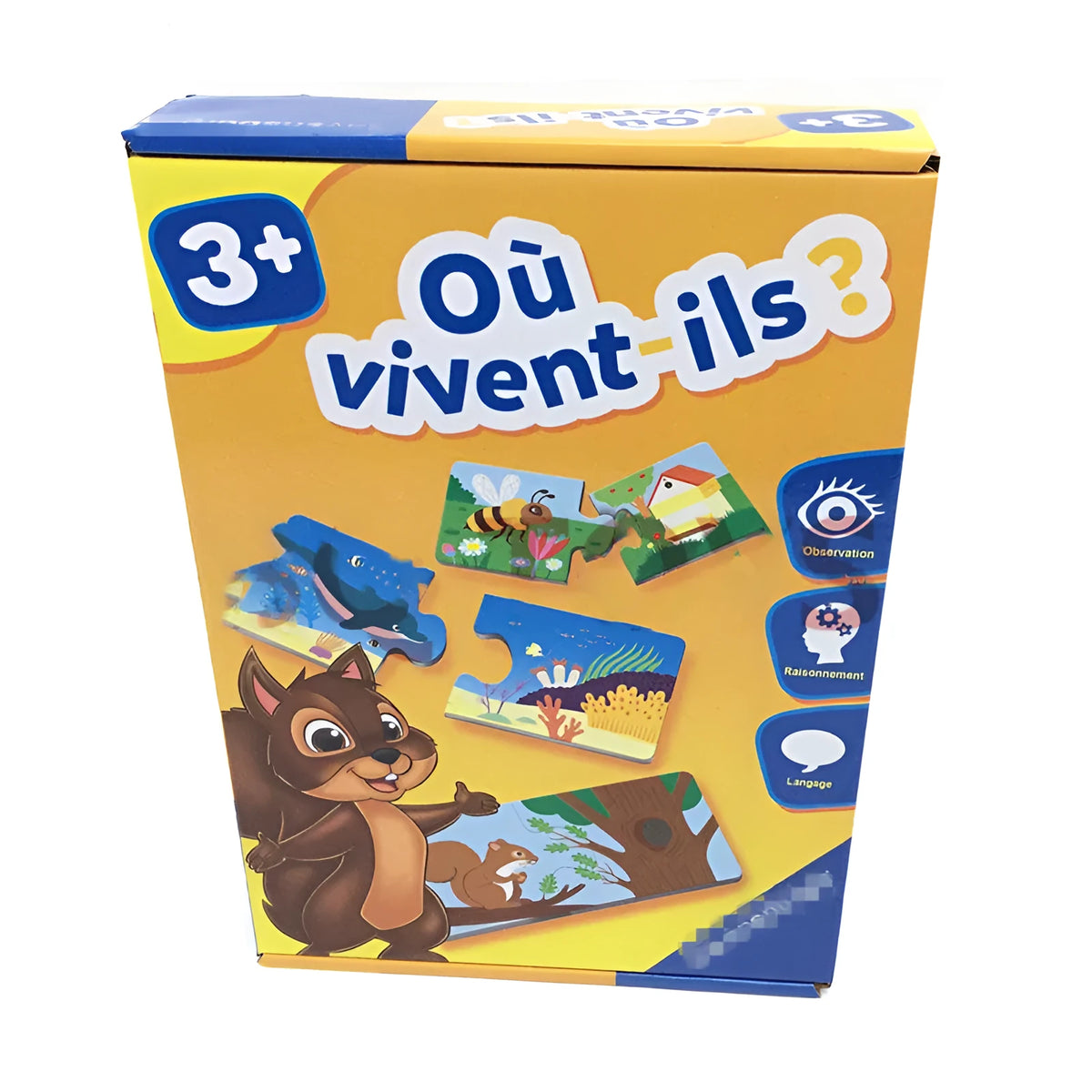 French children's puzzle toy with 24 thickened paper pieces for matching words and pictures