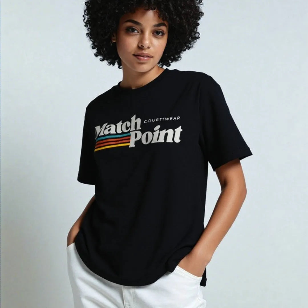 Men's black short sleeve t-shirt featuring a 3D digital text pattern and round neck design