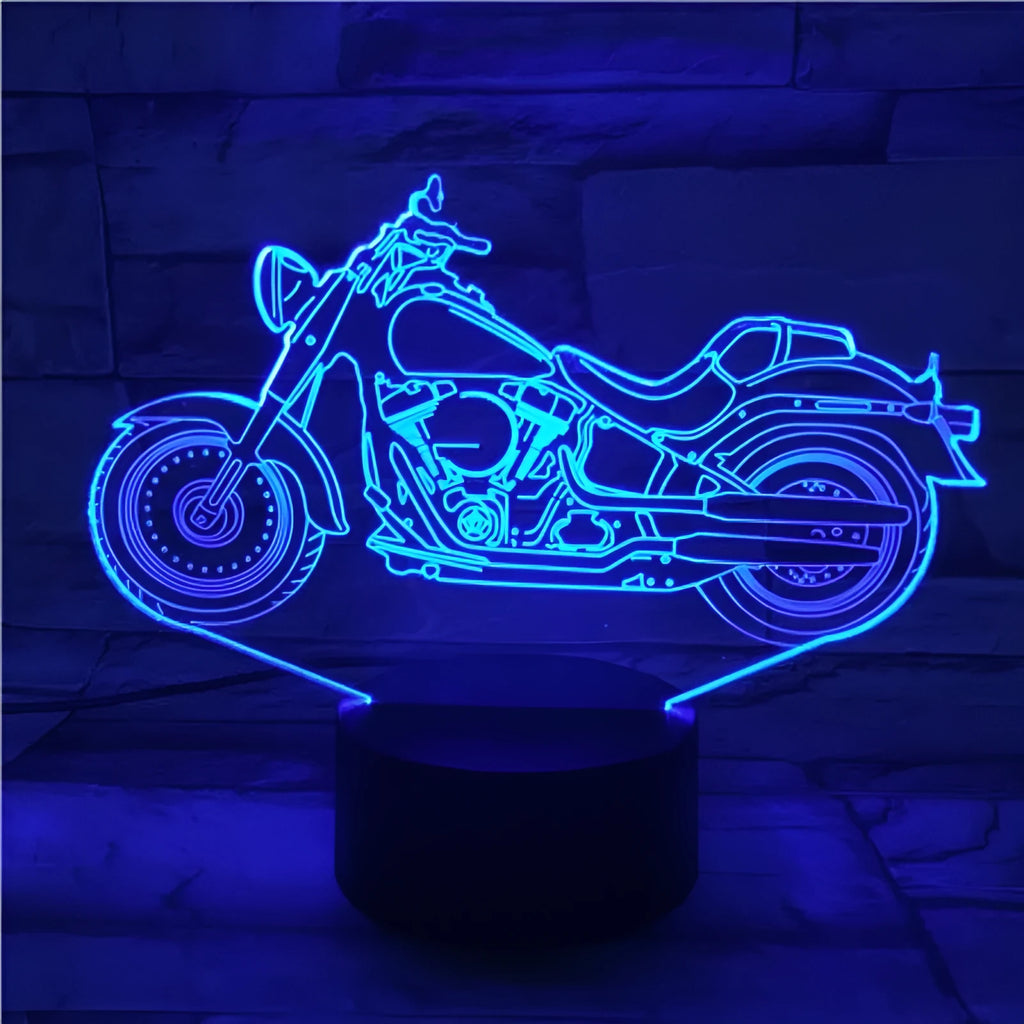 Motorcycle 3D night light with 7 colour touch switch, USB powered, 200 x 150 x 87mm acrylic and ABS base