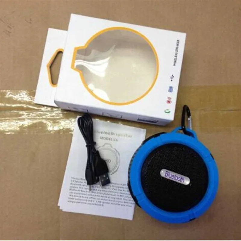 C6 waterproof Bluetooth portable speaker in multiple colours with bag clip attachment