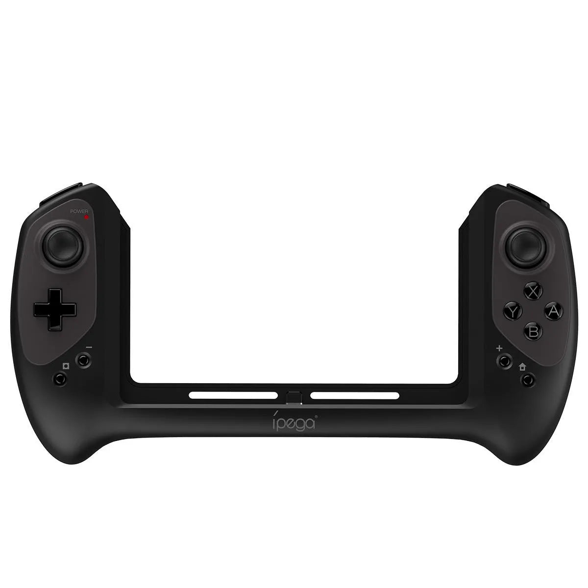 Black Nintendo Switch wireless gamepad with ergonomic curved grip and textured joysticks