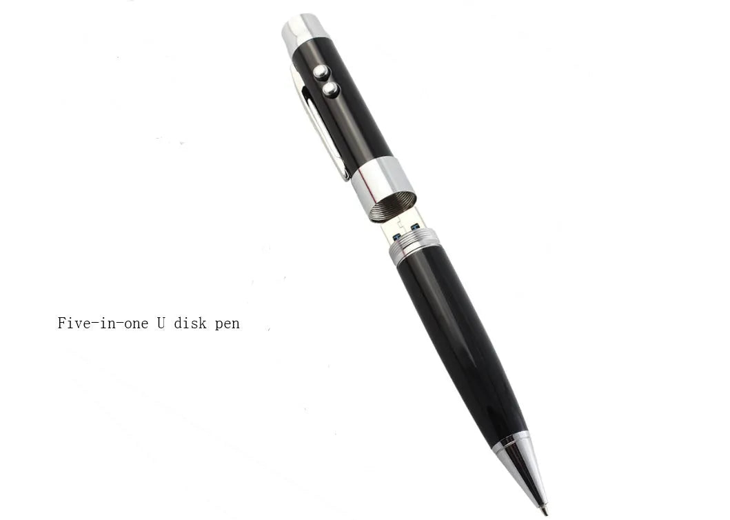 Multi-function USB pen with metal shell and laser pointer, black colour, USB 2.0 connector
