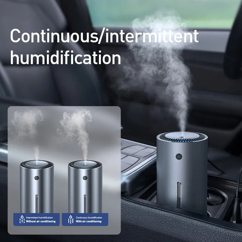 Black car diffuser humidifier with aluminium alloy body and USB power connection for air purification