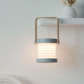 Foldable touch dimmable LED night light in table lamp mode with wood and PC construction, white finish