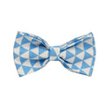 Blue cloth dog collar, leash, bow, and vest four-piece pet accessory set shown with size options