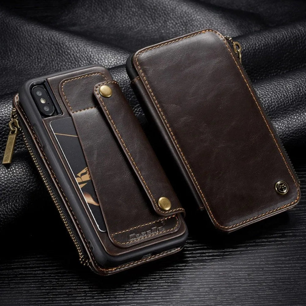 Samsung Galaxy Note9 flip phone case in black PU leather with magnetic closure