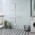 Stainless steel three-layer mobile drying rack with plastic clips for socks and clothes hanger