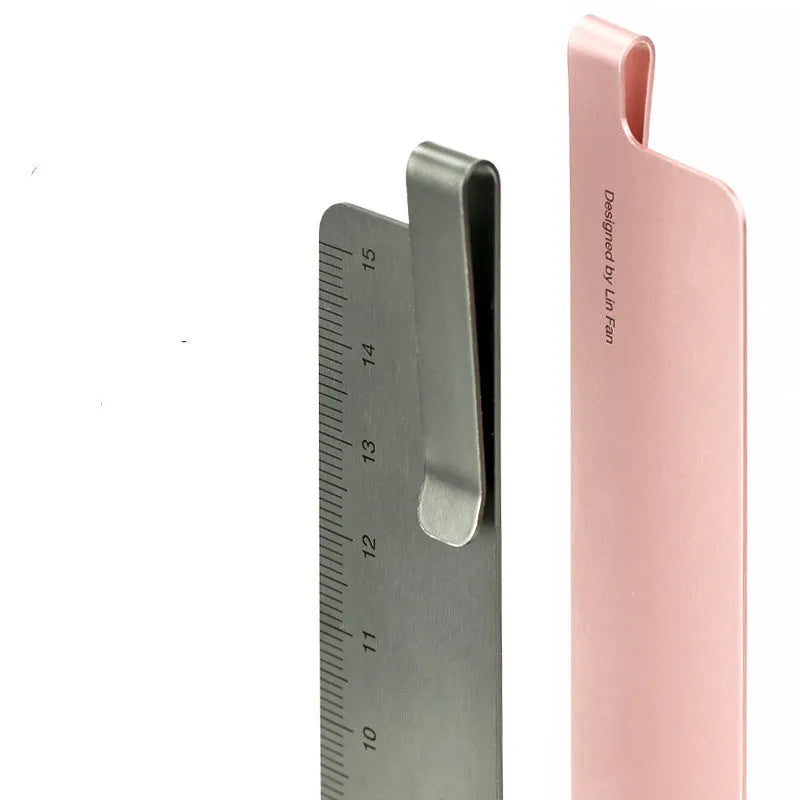 15 cm aluminium bookmark ruler with laser-engraved scale in black, grey or silver finish