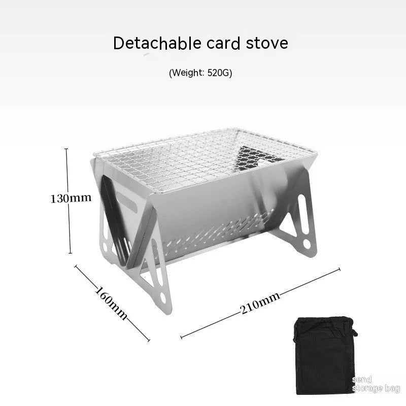 Folding stainless steel barbecue oven with large grill and storage bag for outdoor cooking