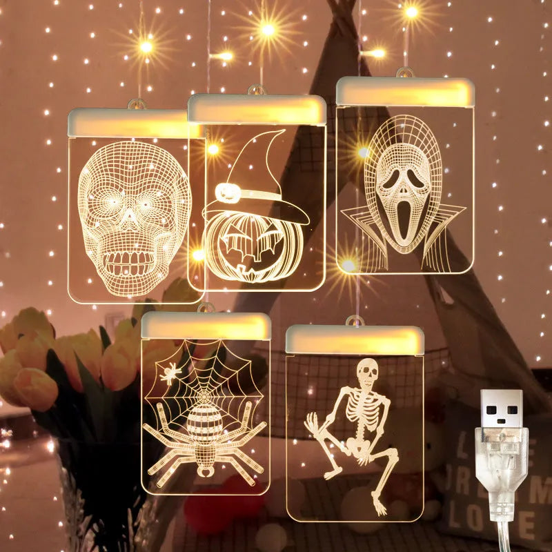 LED icicle light for Halloween decoration with acrylic shell and USB power, colour and white options