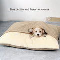 Cat kennel mat in crystal velvet with raised edges, warm Suede Classic Warm Orange colour for indoor pet bed