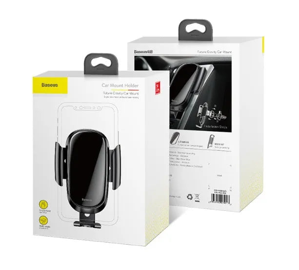 Universal smart car bracket holding smartphone, showing adjustable gripping arms in silvery metallic finish