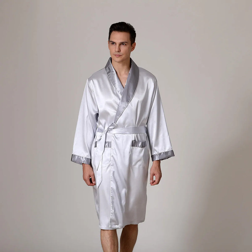 Men's rayon summer bathrobe nightgown in multiple colour options with continental sizing