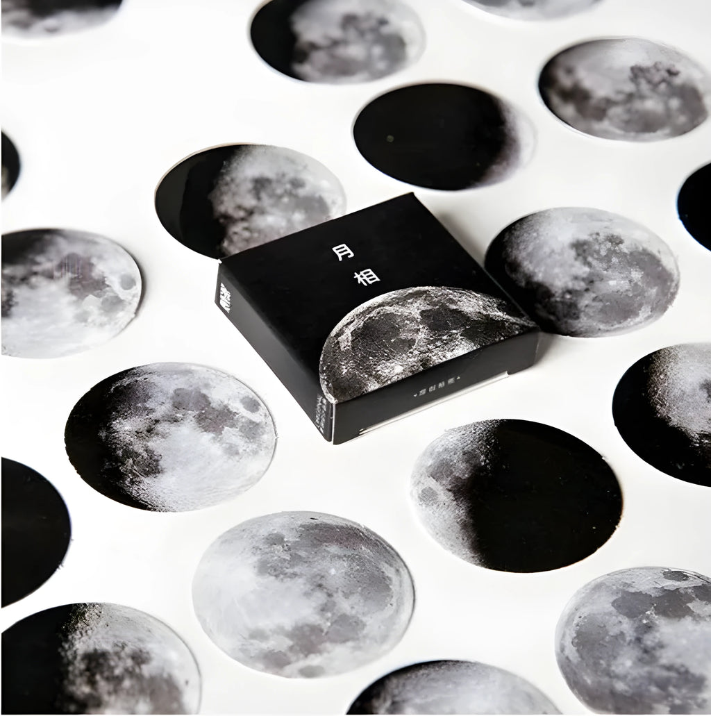 45 piece moon sticker set with paper stickers 40mm diameter for diary decoration