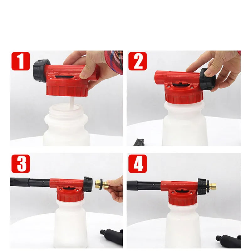 Foam pot high pressure water gun with adjustable spray control for garden watering