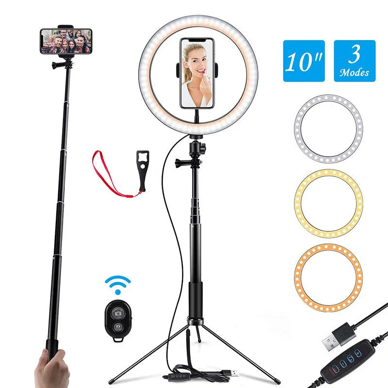 Black aluminium selfie stick tripod with 5 sections, compatible with Apple iPhones