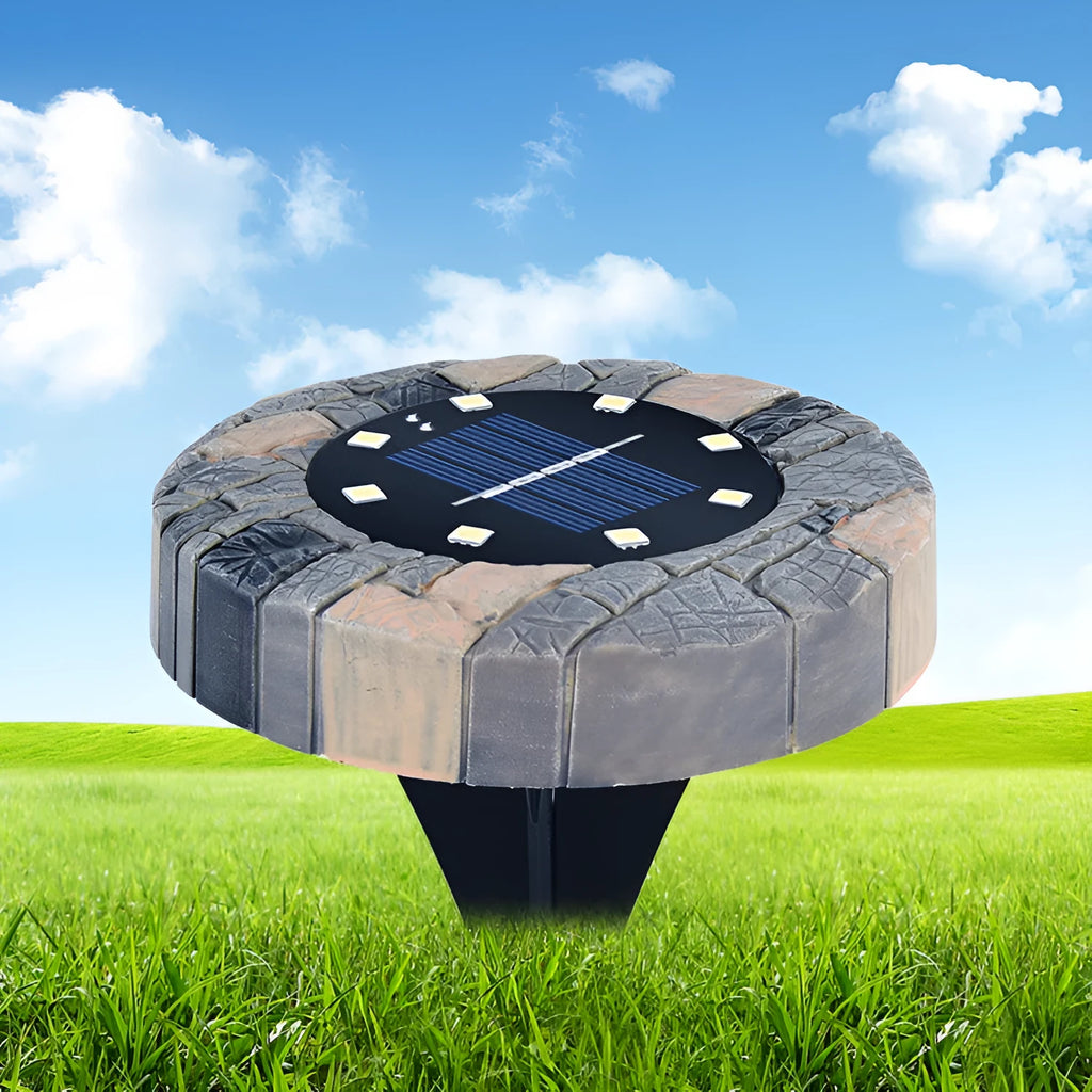 Solar underground light imitation stone case with 16 warm white LEDs for garden lawn use