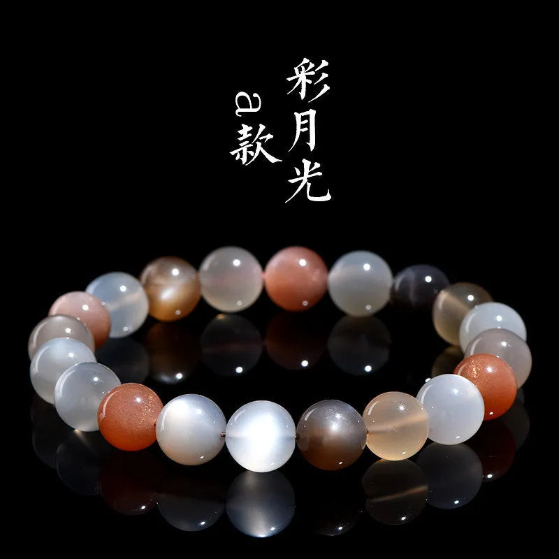 Natural colourful moonlight moonstone bracelet with 8mm single circle design
