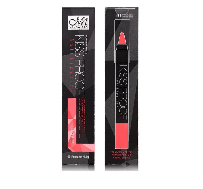Matte non-stick cup lipstick pen in 18g size available in 19 colours with compact 11.8cm design