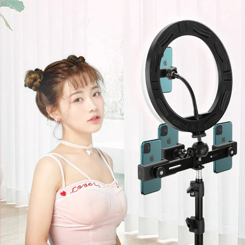 10-inch ring selfie beautifying light with 19cm metal bracket stand for smartphone photography
