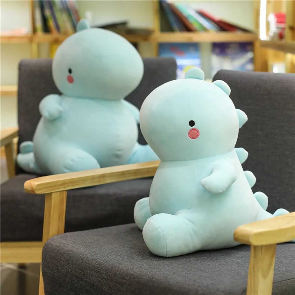 Soft down cotton dinosaur plush doll in blue colour, available in multiple sizes from 10cm to 60cm