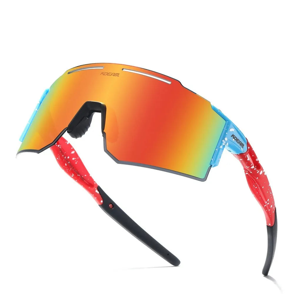 Polarised cycling sunglasses with a frameless, ultralight TR90 frame in a sports design