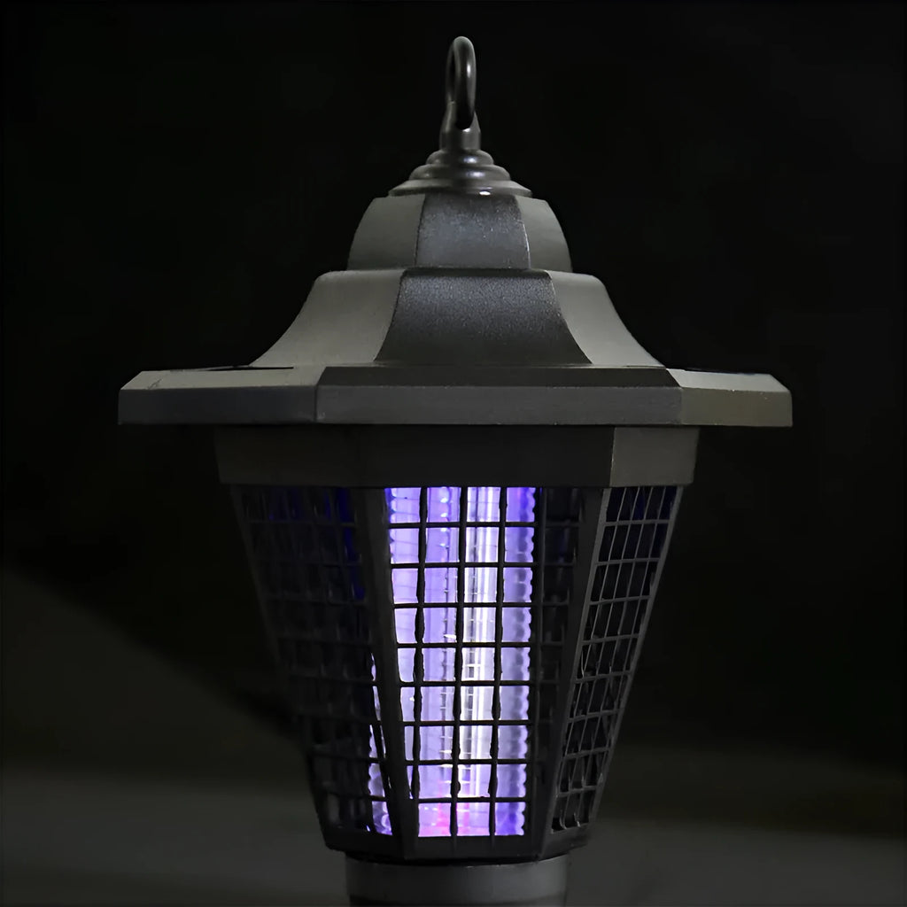 Garden solar mosquito killer lamp with LED light, IP55 waterproof, and manual switch in plugin style