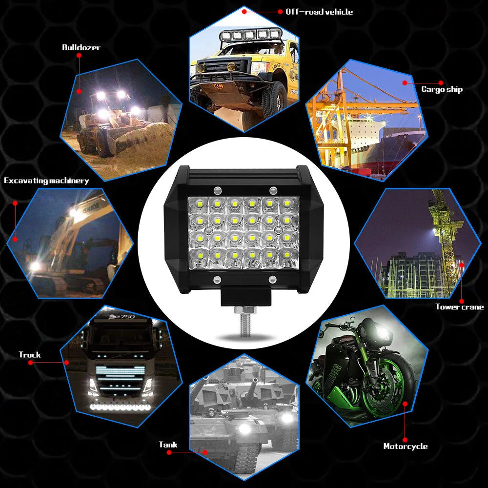 Black 4 row LED strip light with aluminium alloy case and stainless steel bracket for off-road vehicles