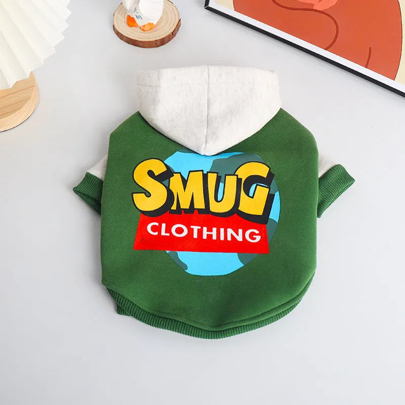 Green cotton dog coat for large breeds in sizes L, XL, 2XL, 3XL, and 4XL