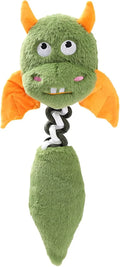 Cartoon-shaped plush dog toy with a rope knot in black, green, or red