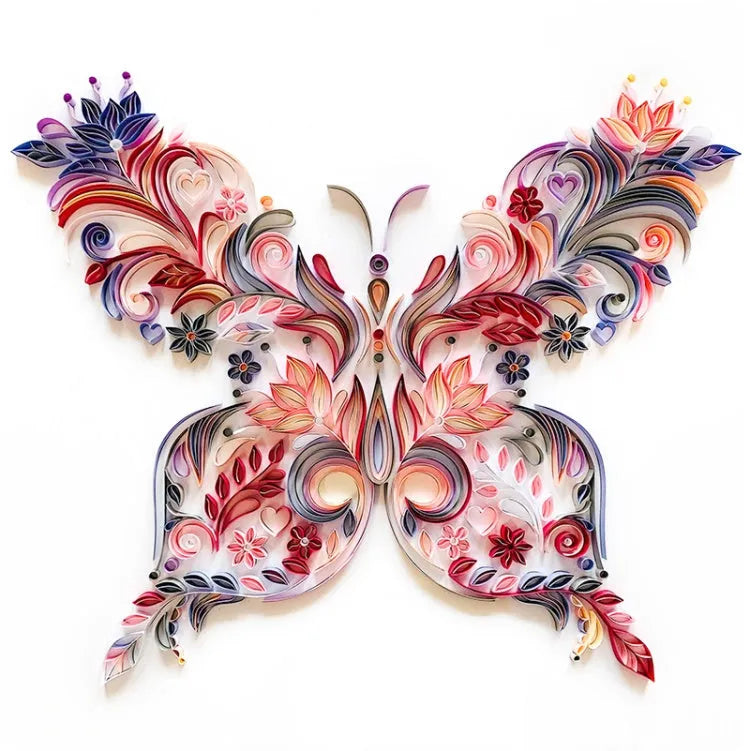 20 inch handmade blue or pink butterfly quilling paper craft kit with glue, scissors, awl and tweezers tools
