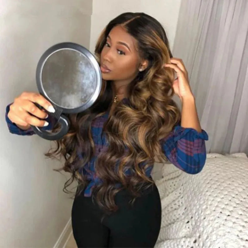 Golden fluffy big wave wig long hair high temperature wire ladies wig Gold colour front view