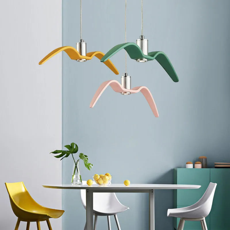 Nordic style LED chandelier with macaron colour options in simple post-modern design