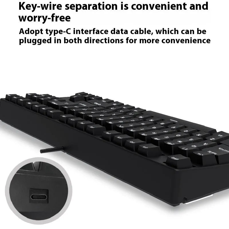 87-key wired mechanical keyboard with hot-swappable switches in two-tone colour option