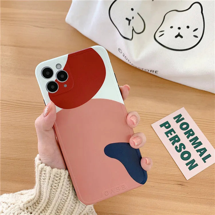 Graffiti mobile phone case in silica gel with Japanese Korean style design and colour matching frame, back cover for iPhone models