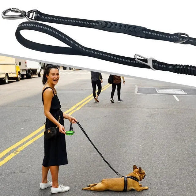 Car traction dog leash with big hook in polyester 2.5x135cm in Army Green colour