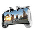 Multifunctional mobile game handle in black, blue, and white colour options on a smartphone