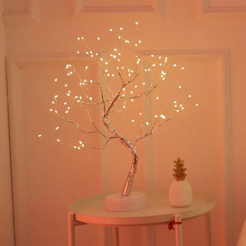 A 50cm tall white LED Christmas tree light with a 12cm base, powered by USB or batteries.