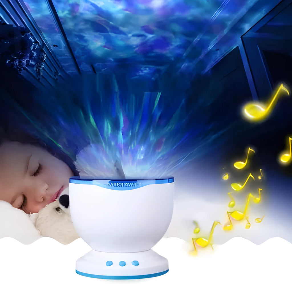 Blue ocean lamp projection LED unit for 2D puzzle scenes with DLP correction.