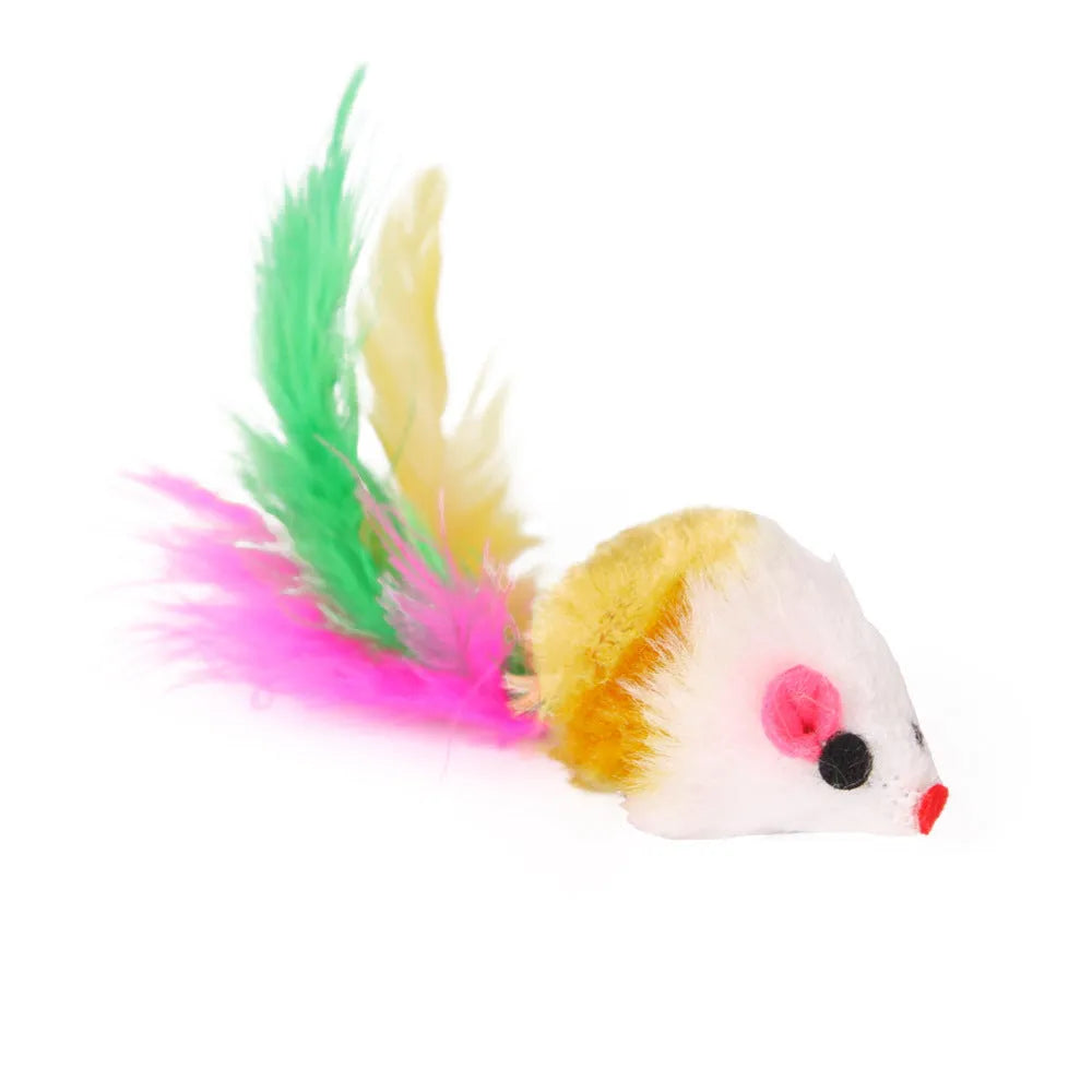 Cat channel funny stick toy with plush and feather attachments for interactive play